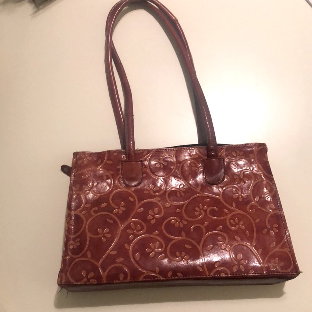 Leather Floral Handbag